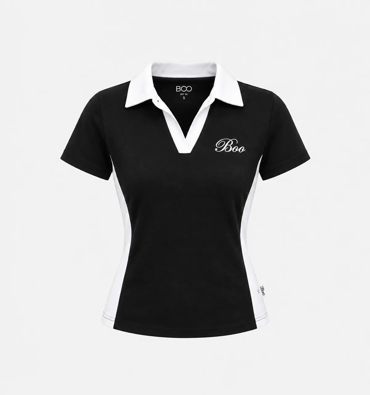 Áo polo SS babytop nữ can phối thêu logo BOO