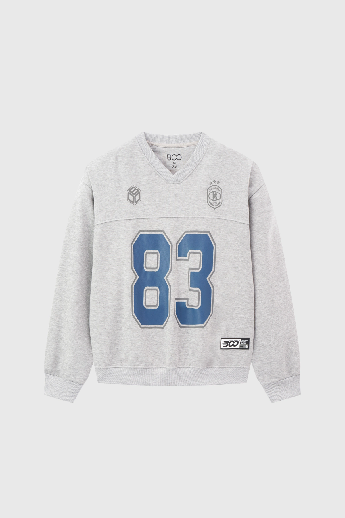 Áo nỉ không mũ boxy V-neck 83-86